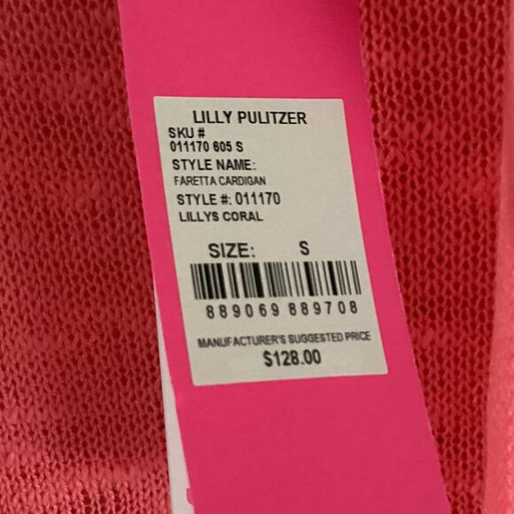 Lilly Pulitzer Faretta Open Knit Cardigan Sweater Small Coral Tassels Resort - Picture 4 of 9